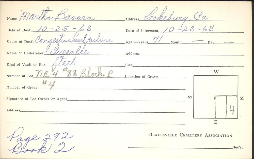 burial card